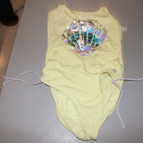 Yellow 1 Pcs Justice Swimsuit Size 16 Plus - Picture 2 of 11